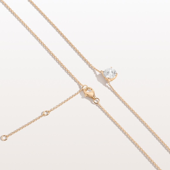 Round Gold Gemstone Solitaire Necklace - Picture 2 of 6